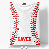 Aperturee - Custom Name Sports White Baseball Soft Blanket